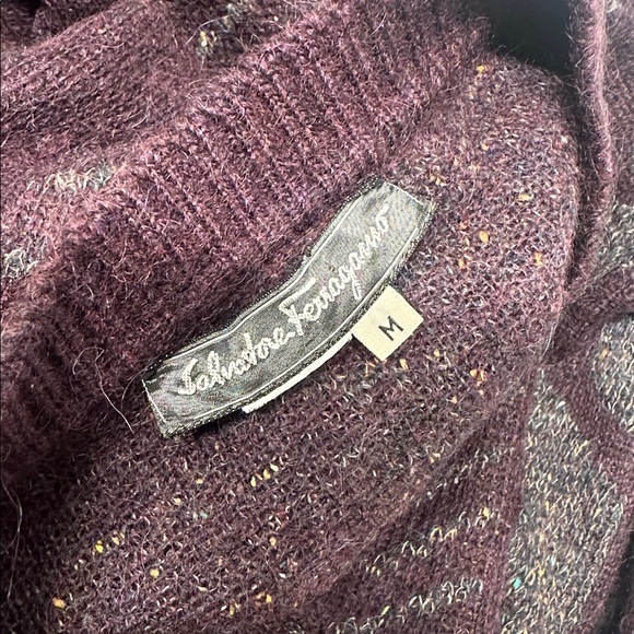 Salvatore Ferragamo Vintage Sweater Long Sleeve Knit Pullover Purple Mens Medium - Picture 6 of 7